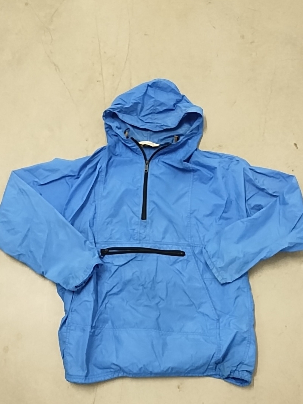 Men's Blue Hooded Windbreaker Pullover Jacket